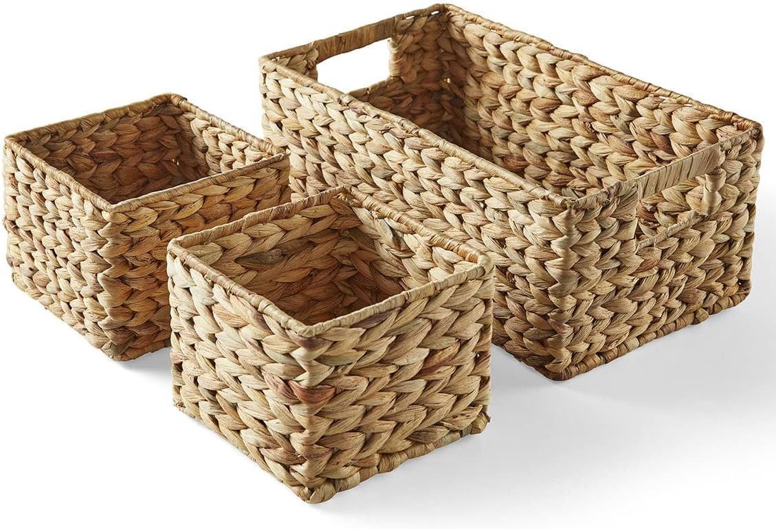 Woven Natural Water Hyacinth Organizational Basket Set of 3 Q960039
