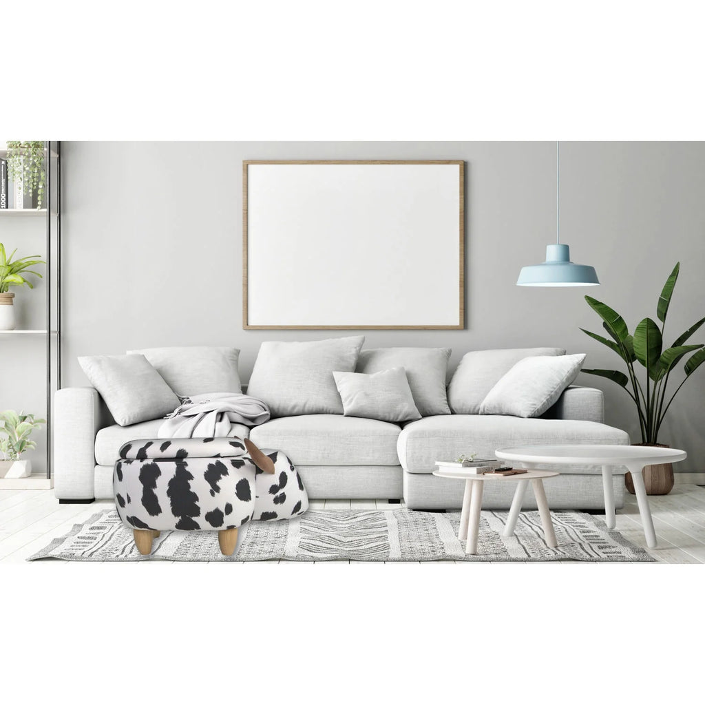 Black-White Cow Animal Shape Storage Ottoman C4474