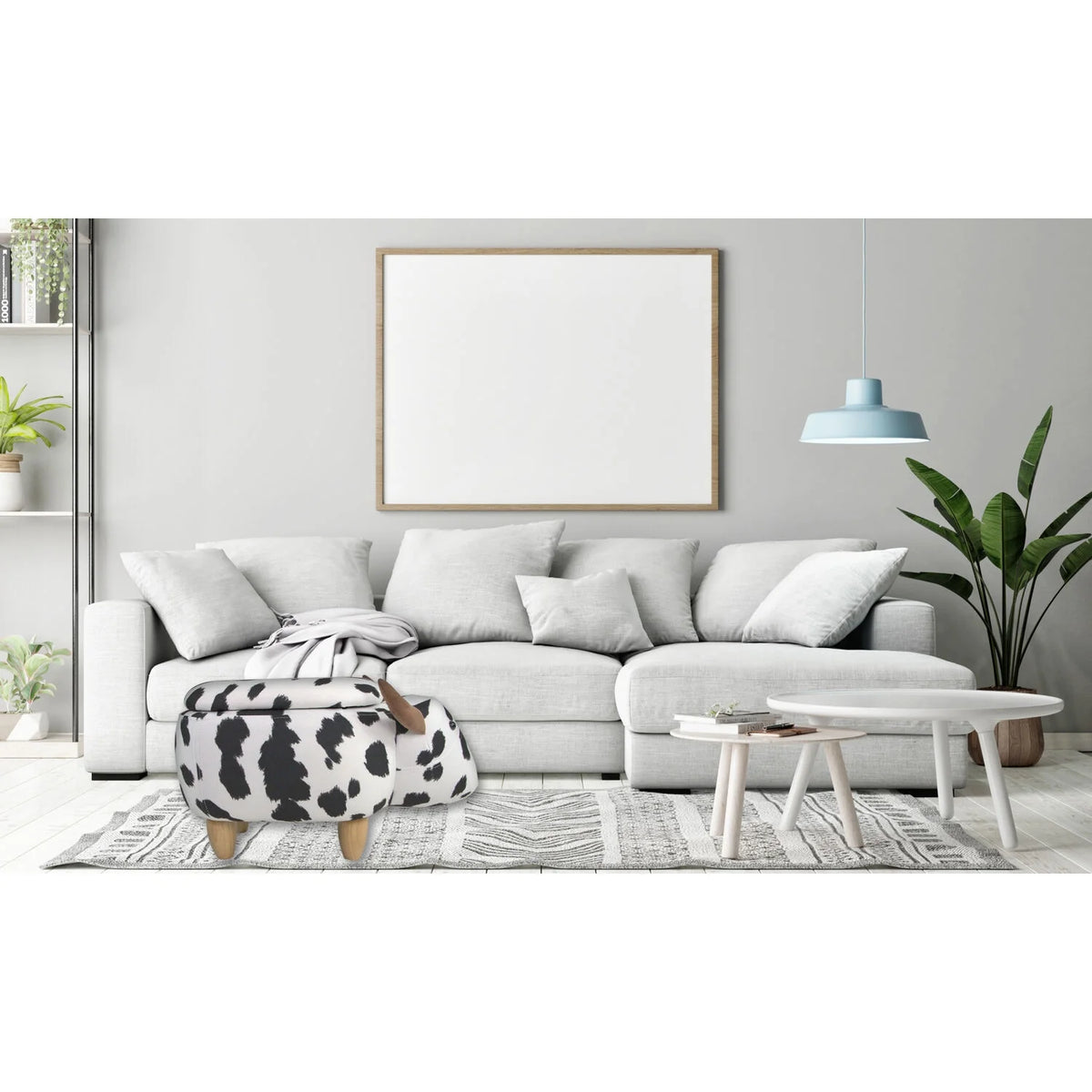 Black-White Cow Animal Shape Storage Ottoman C4474