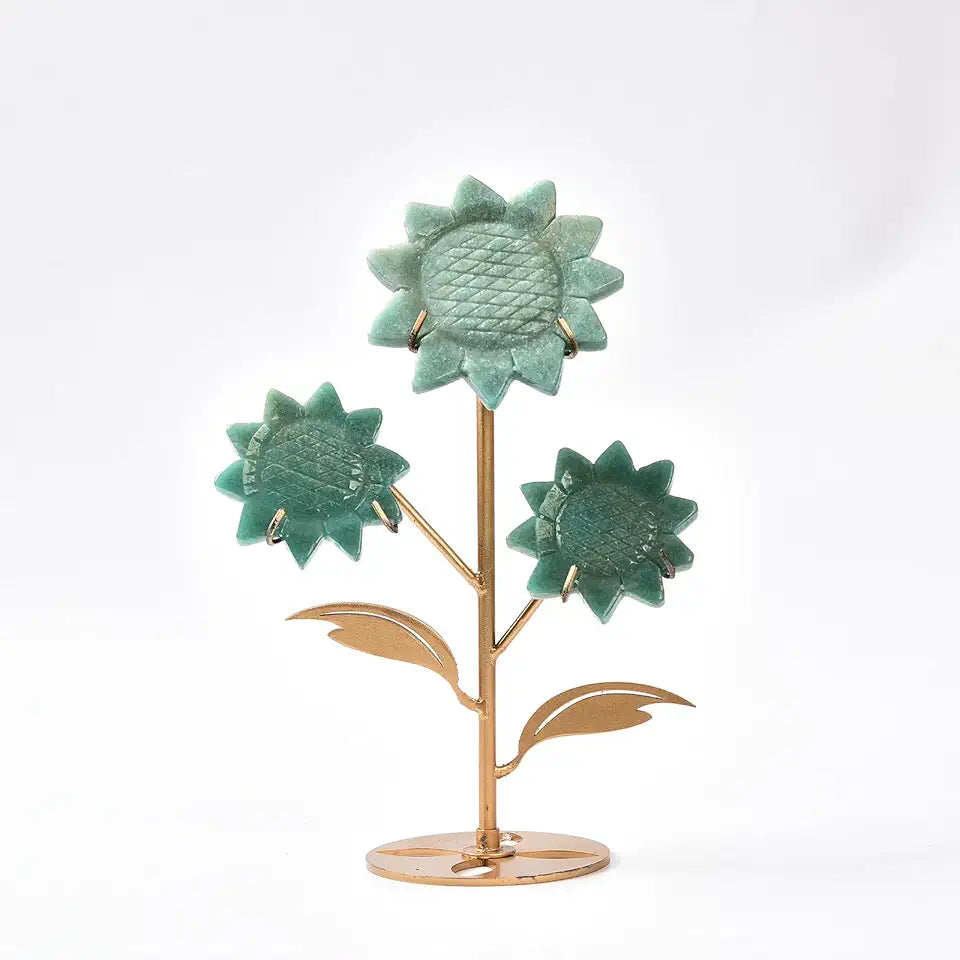 Large Amazonite Crystal Sunflower on Stand D625
