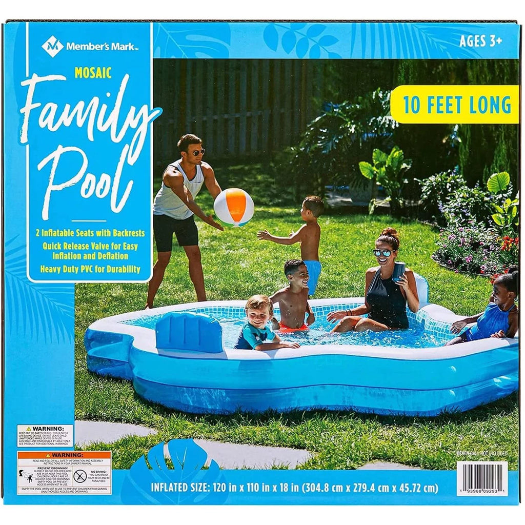 10 Feet Long Inflatable Pool with 2 Seats E711459