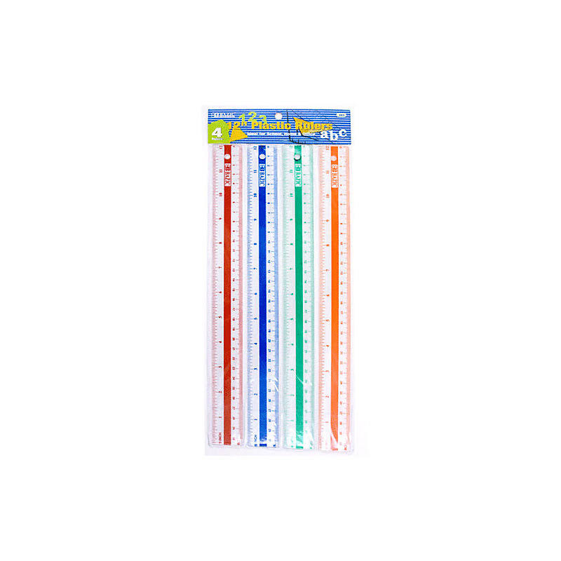 12" Plastic Ruler 4/Pack I939585
