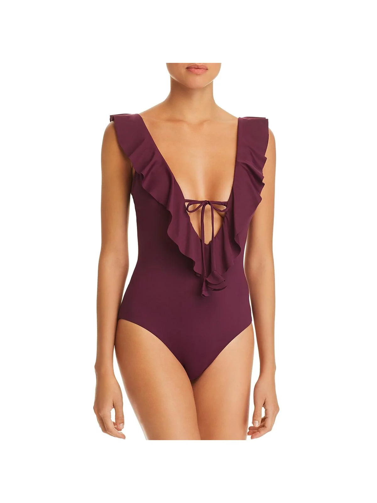 Ruffle Plunging One-Piece Swimsuit J14578