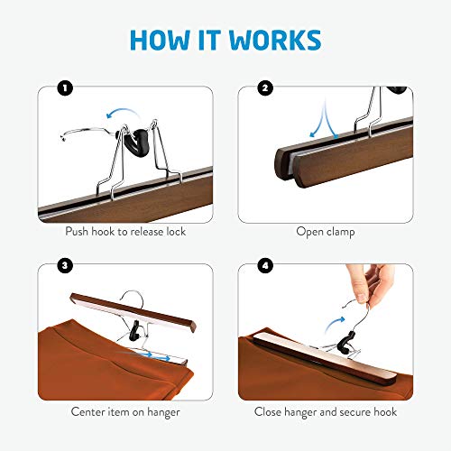 20 Pack Wooden Pants Hangers with Clips E85601