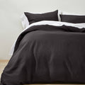 Washed Black Linen Duvet & Sham Set R8386