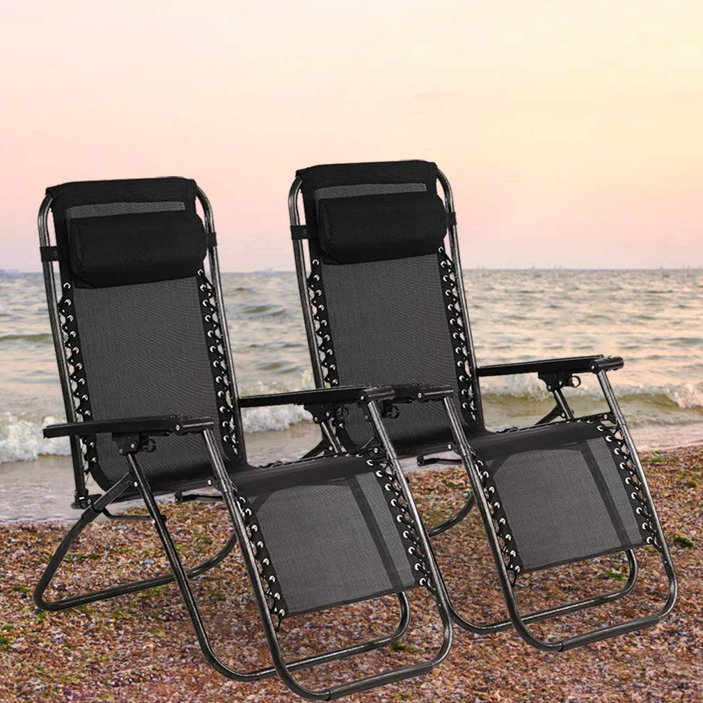 2 Pack Black and Gray Zero-Gravity Chair I838120