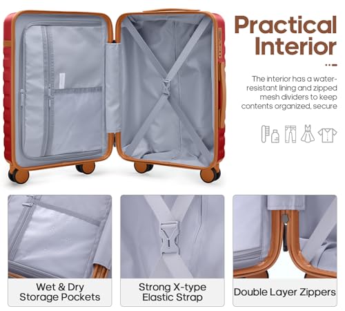 3 Piece PC Hardside Carry On Luggage Set with Spinner Wheels and TSA Lock E632862