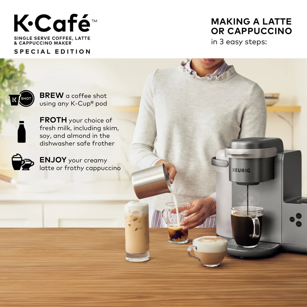 Single Serve K-Cup Pod Coffee, Latte and Cappuccino Maker, Nickel B880