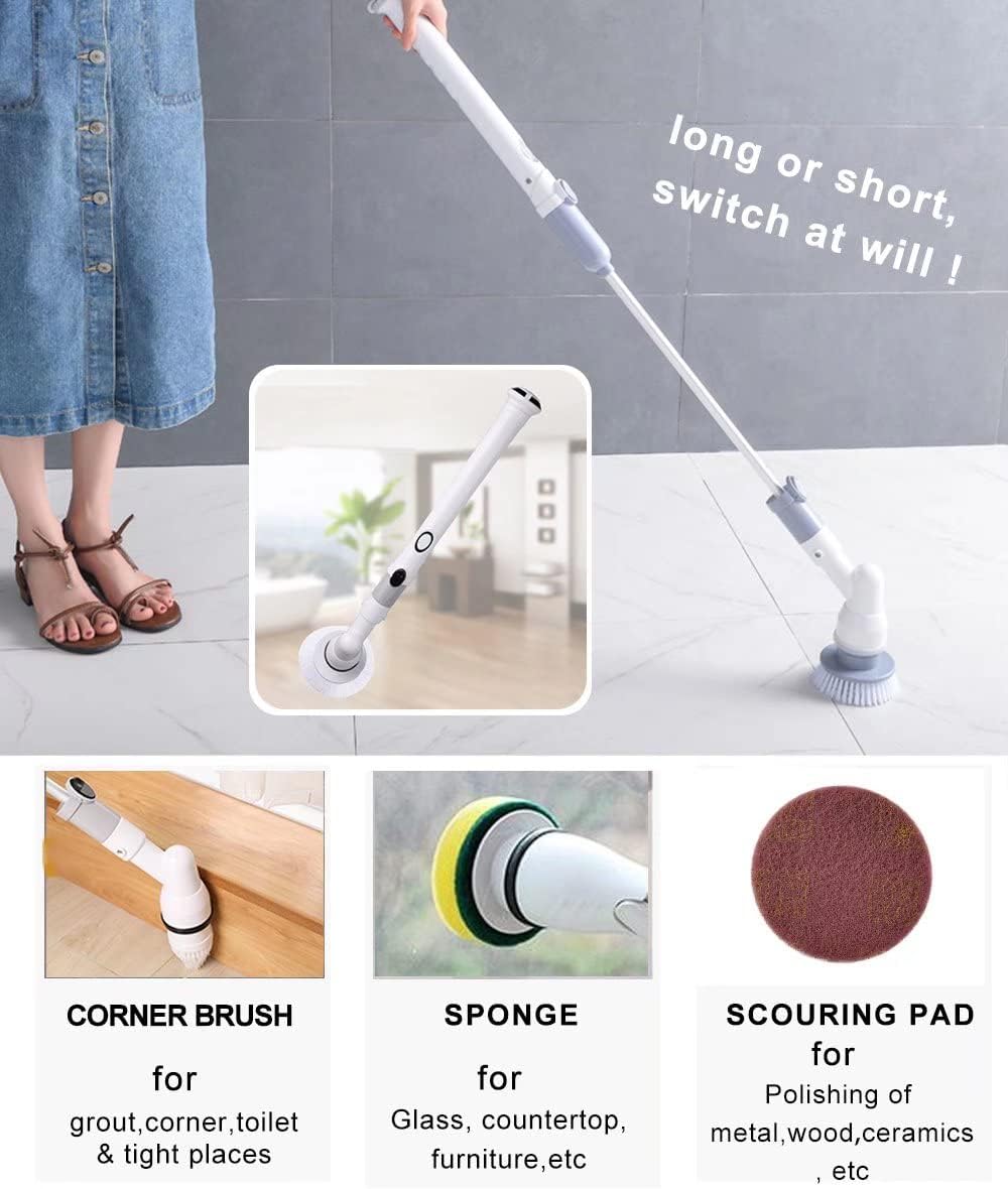 Cordless Electric Spin Scrubber 6 in 1 Power Drill Brush Set Pack of 2 Q749