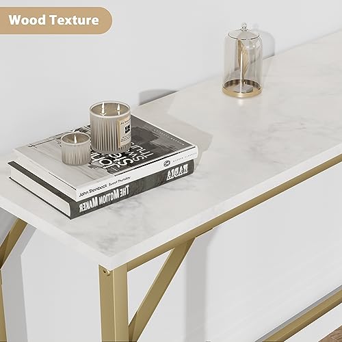 Gold Narrow Console Table with Outlets G7123