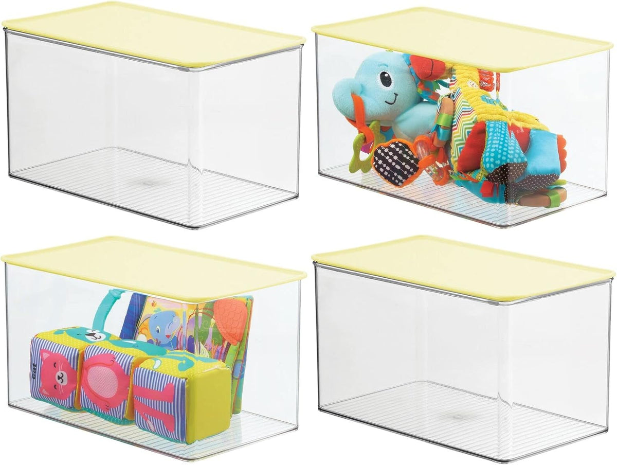 Clear 4 Pack Plastic Stackable Storage Bin with Lid A3651