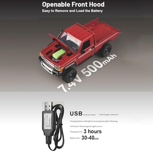 1/12 RC Rock Crawler 4x4 Remote Control Pickup Car Toy with 2 Batteries Y6141