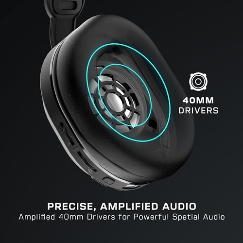 Wireless Gaming Headset with Bluetooth, Memory Foam Cushions, Flip-to-Mute Mic Q454