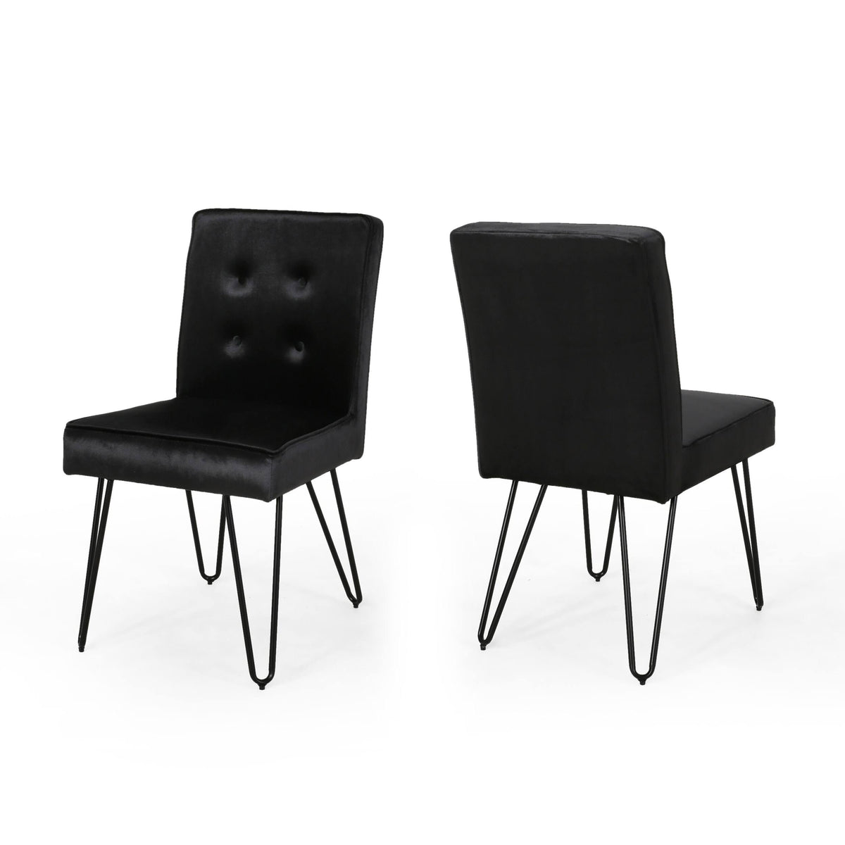 Set of 2 Tufted Velvet Dining Chairs Black I915