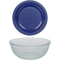 4.5 Quart Glass Mixing Bowl With Blue Lid L117915
