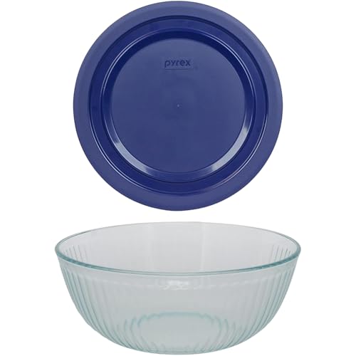 4.5 Quart Glass Mixing Bowl With Blue Lid L117915