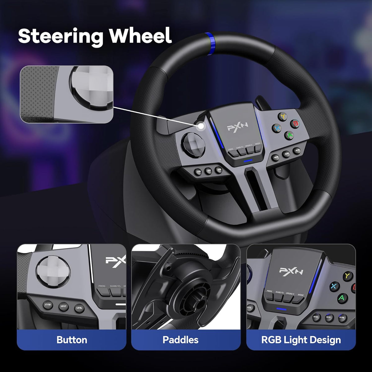 Racing Wheel Steering Wheel with Shifter and Pedal A19192
