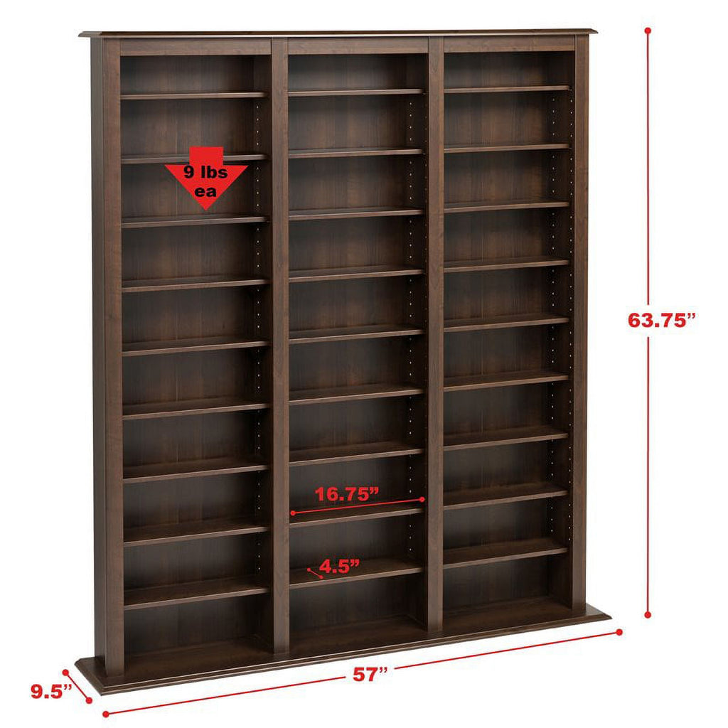 Triple Media Storage Rack in Espresso F9217