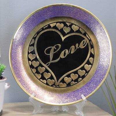 Loving Heart Wall Hanging Brass Accent Decorative Plate F9663