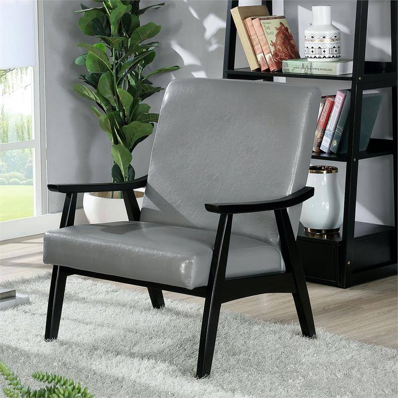 Light Gray Wood Padded Accent Chair (Set of 2) Y4404