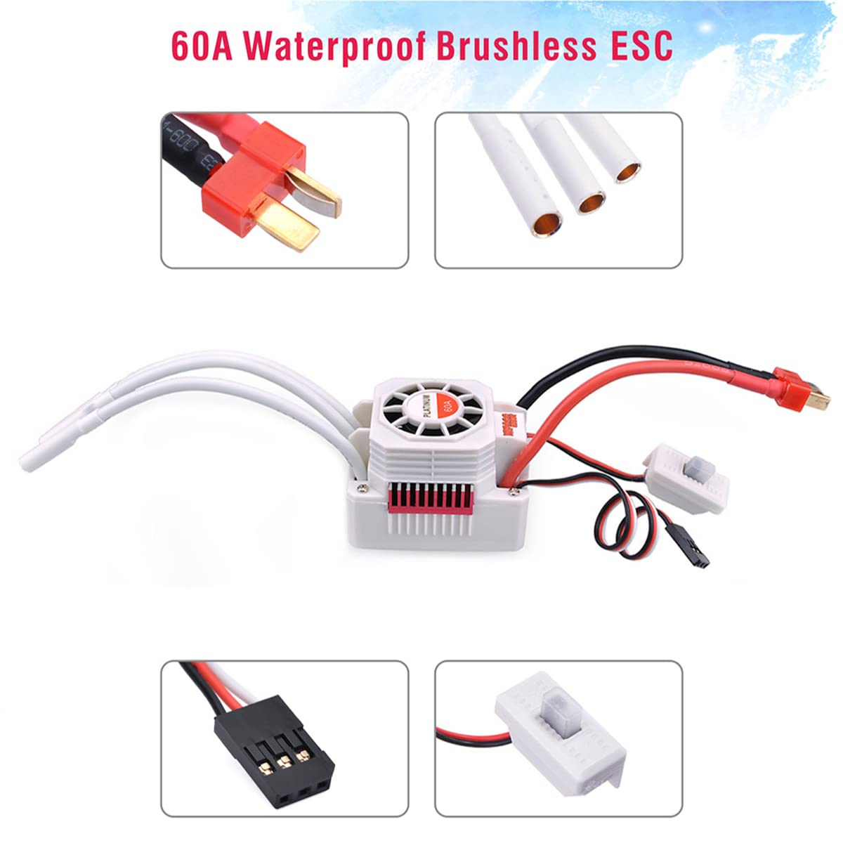 3650 3900kv Brushless Motor with 60A ESC & Programming Card Combo for 1/10 RC Car Truck U209