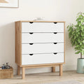 Brown&White Solid Wood Pine Drawer Cabinet V7641