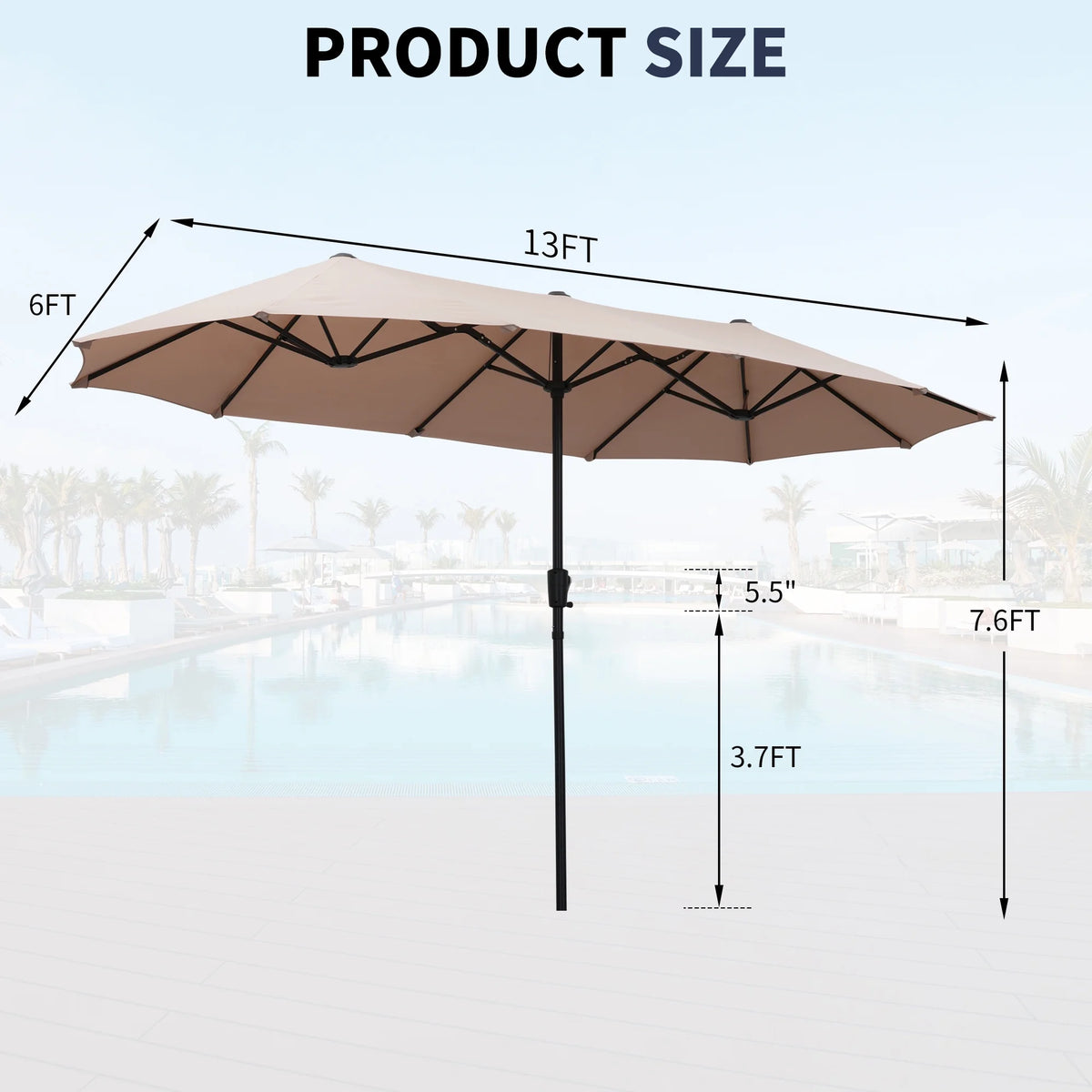 13 FT Patio Umbrella with Easy Crank, Dark Blue N485
