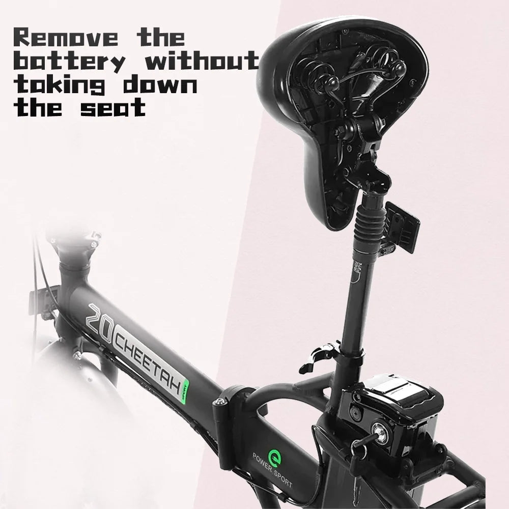 20 Folding Electric Bike Fat Tire 48V 500W Black N24713