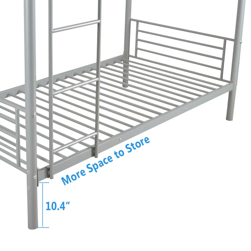 Twin Over Twin Gray Metal Bunk Bed I27216