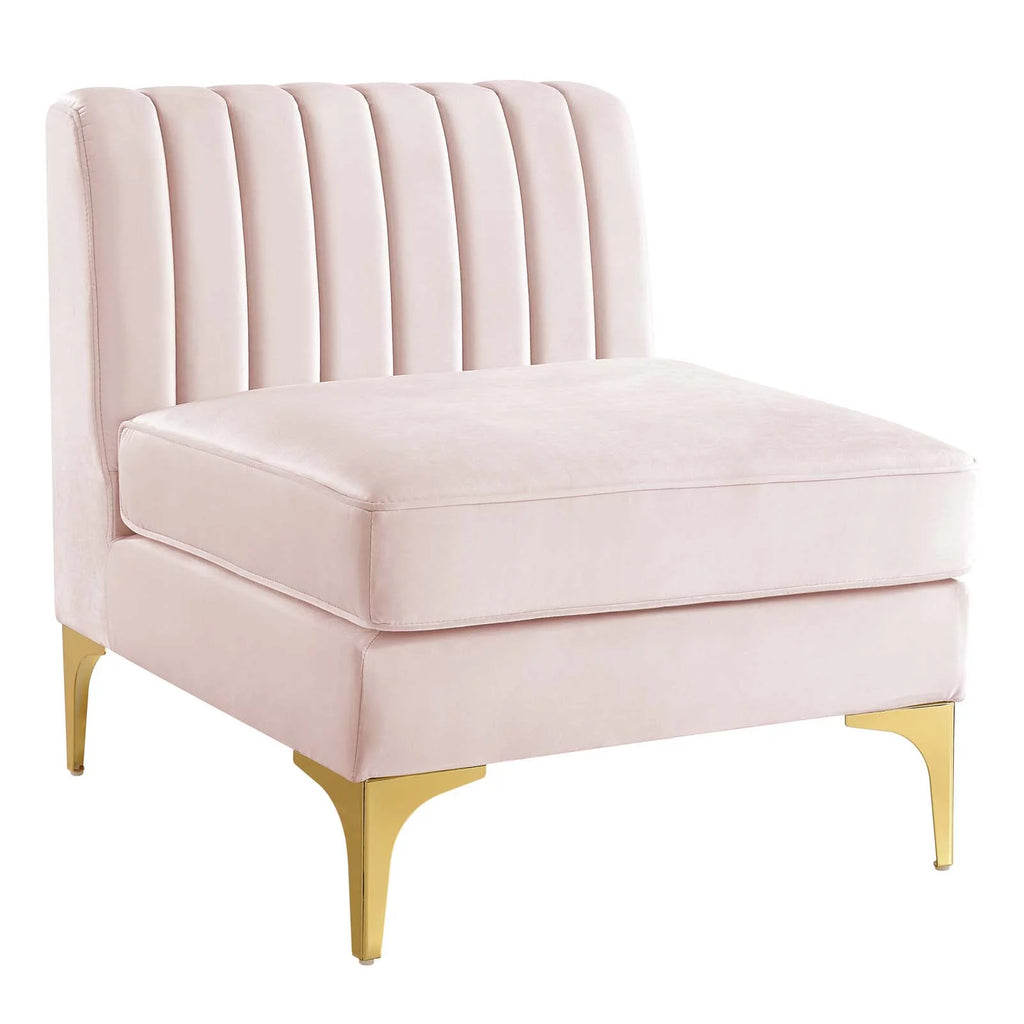 Pink Velvet 6-Piece Sectional Sofa P56804