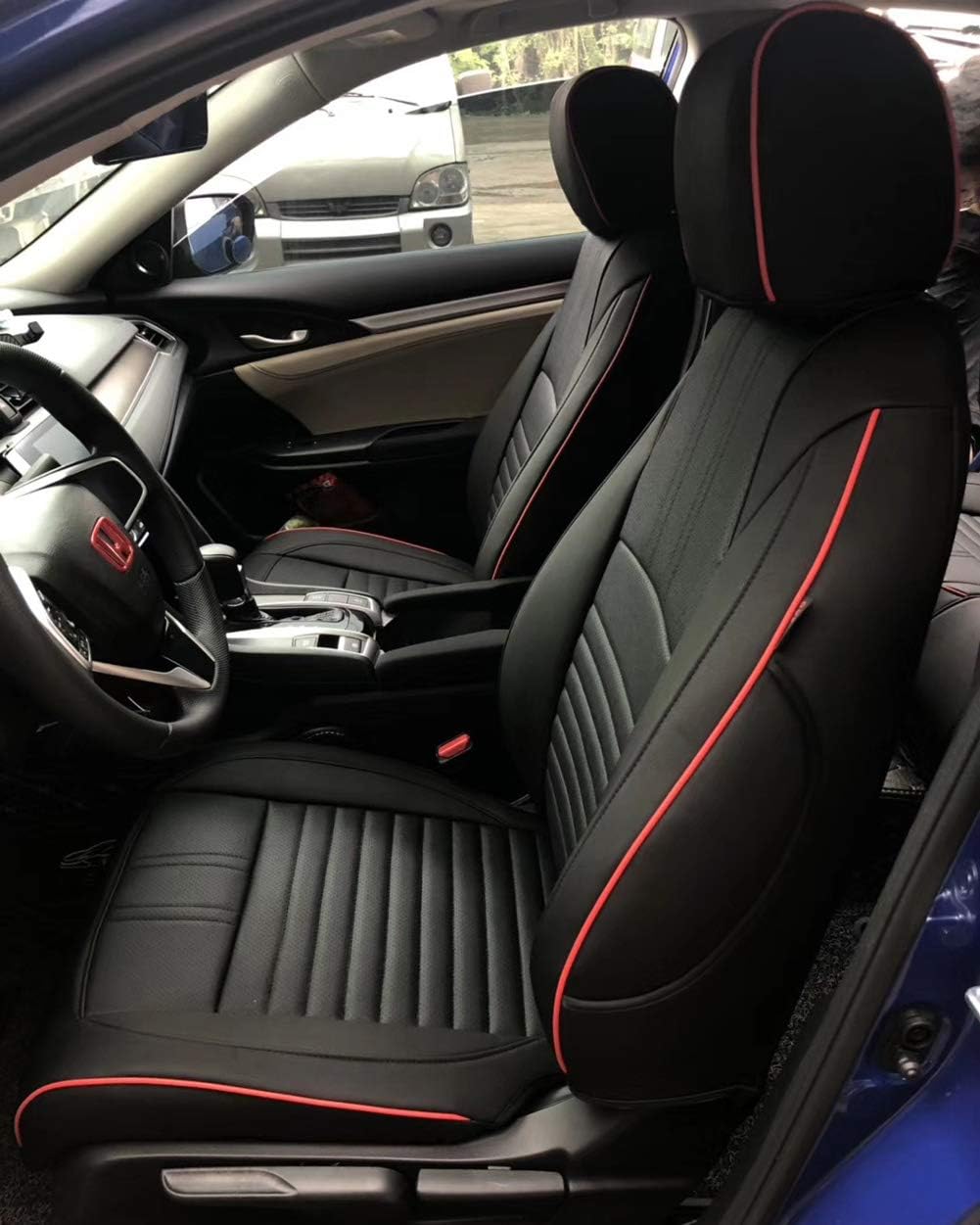 Red Leatherette Car Seat Covers for Honda Civic Sedan C6631