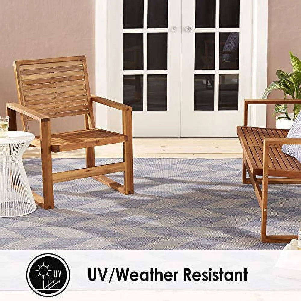 Blue Grey Herringbone Indoor/Outdoor Area Rug Q616776
