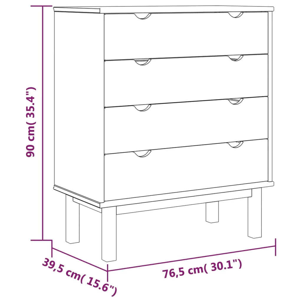 Brown&White Solid Wood Pine Drawer Cabinet V7641