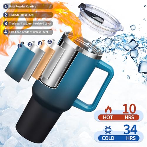 40 oz Insulated Stainless Steel Tumbler with Lid and Straw F60244