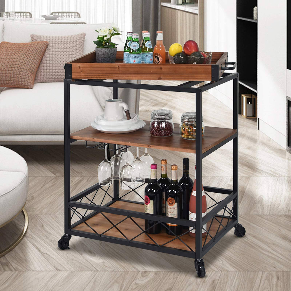 Solid Wood Bar Serving Cart D173418
