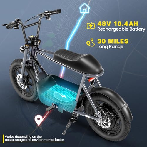 Electric Scooter with Seat, Fat Tire, Storage Basket Z988