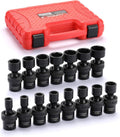 15 PCS 3/8 Drive Shallow Universal Impact Socket Set, 6 Point, Metric, 8-22mm R7555