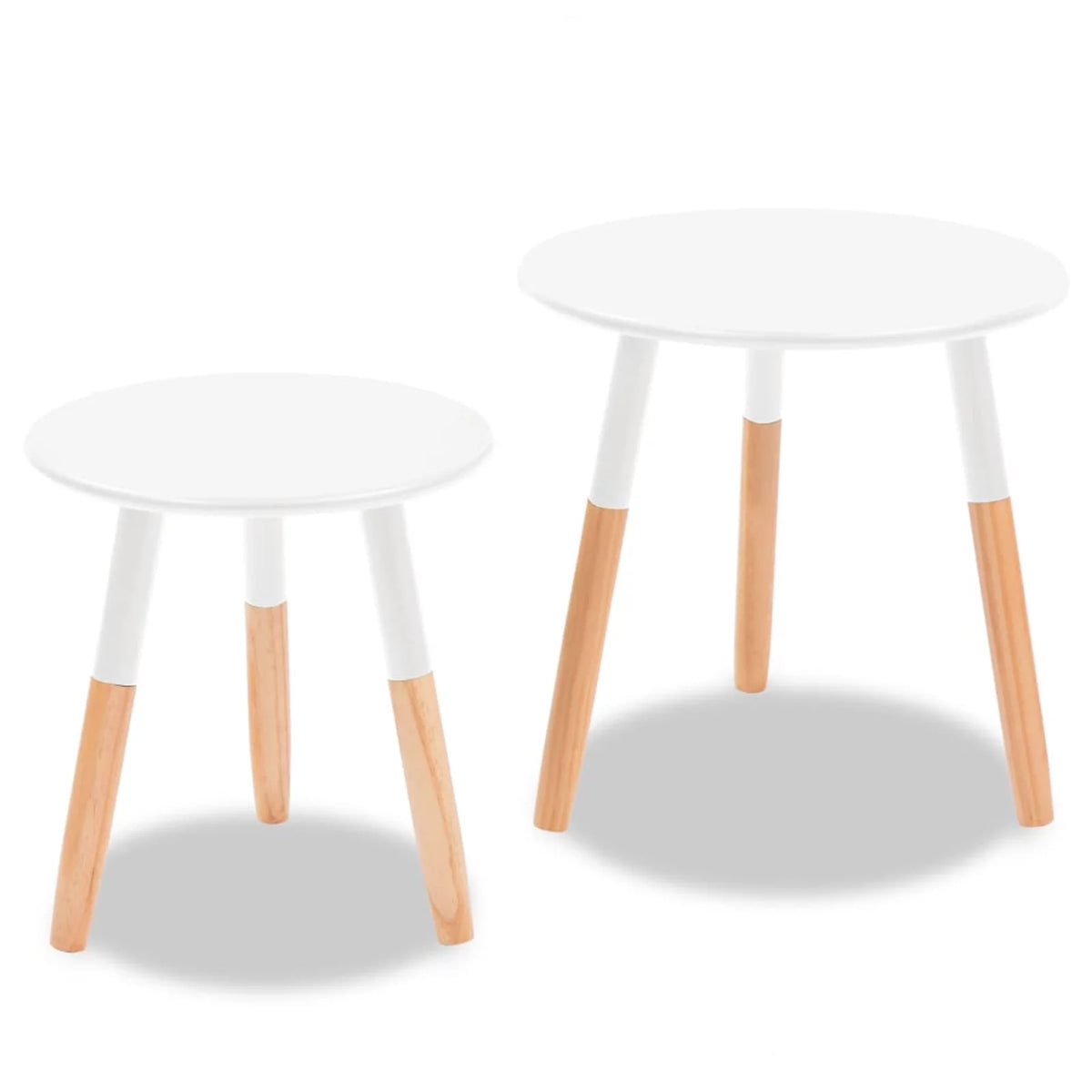 White 2 Piece Solid Pinewood Side Table Set W63398