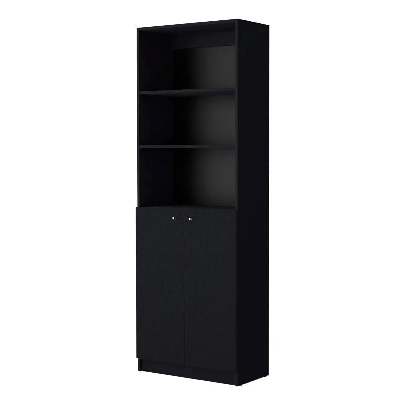 Black 2 Door Engineered Wood Bookcase Set of 2 N56840