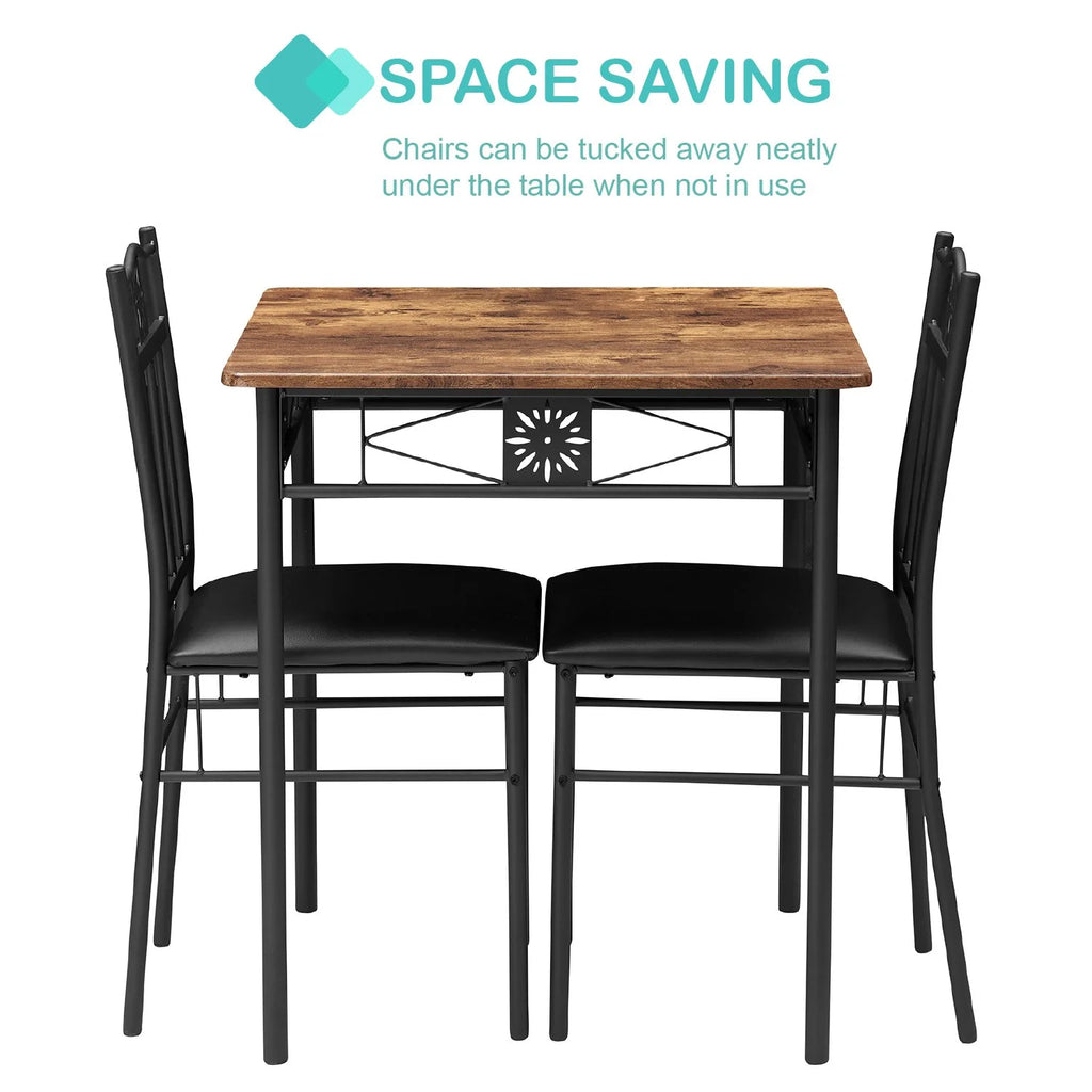 3-Piece Dining Table Set with 2 Black Chairs V724