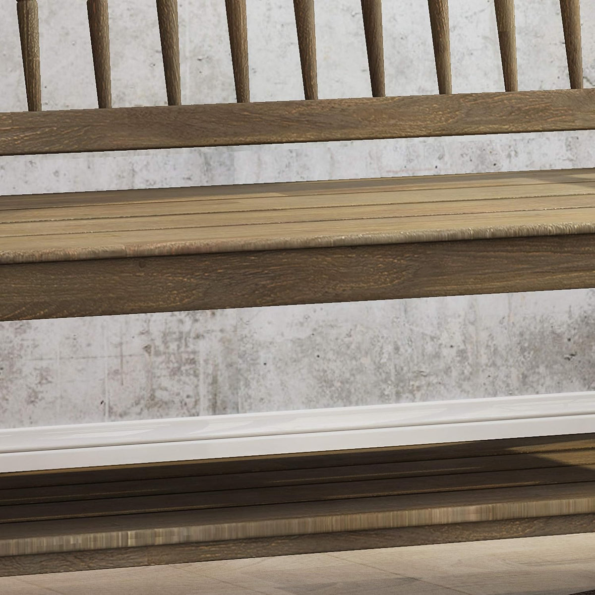 Gray and Black Acacia Wood Bench with Shelf K8383