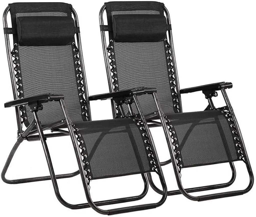 2 Pack Black and Gray Zero-Gravity Chair I838120