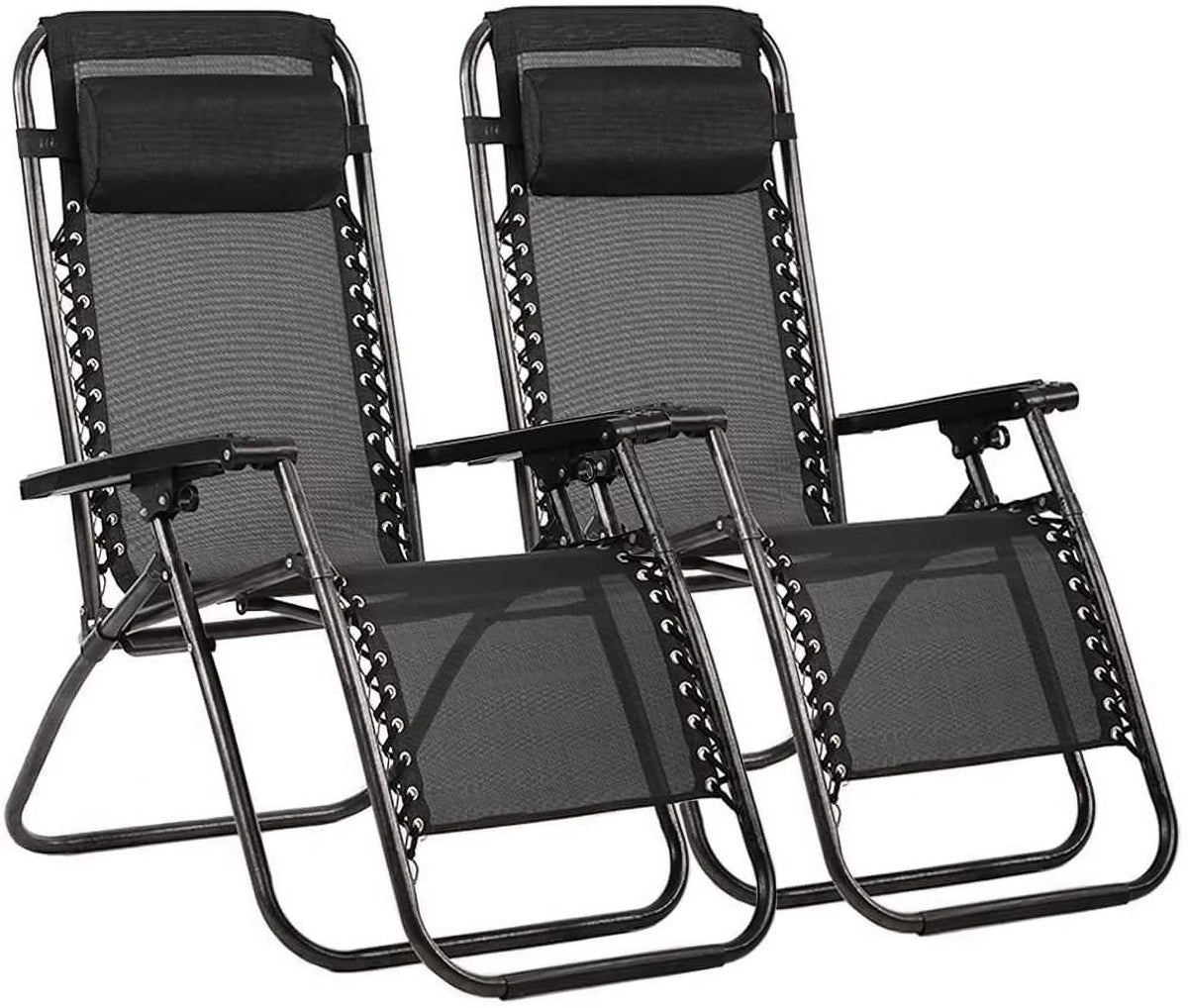 2 Pack Black and Gray Zero-Gravity Chair I838120