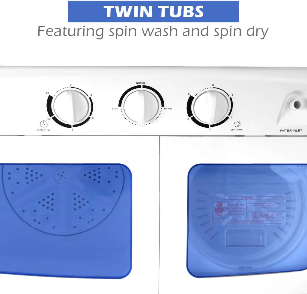 Portable Mini Compact Twin Tub Washing Machine 20lbs Blue White B255479