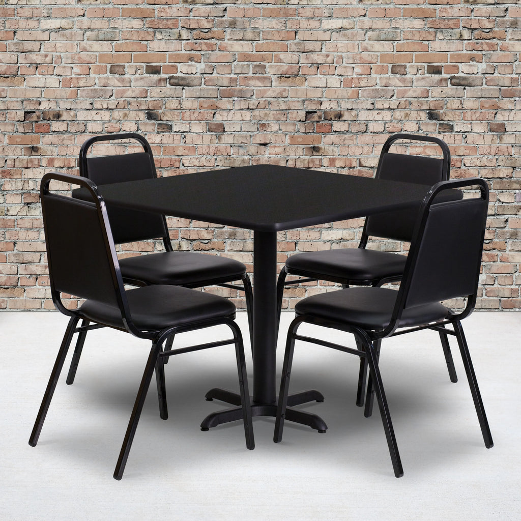 Black Laminate Table Set with 4 Banquet Chairs X125650