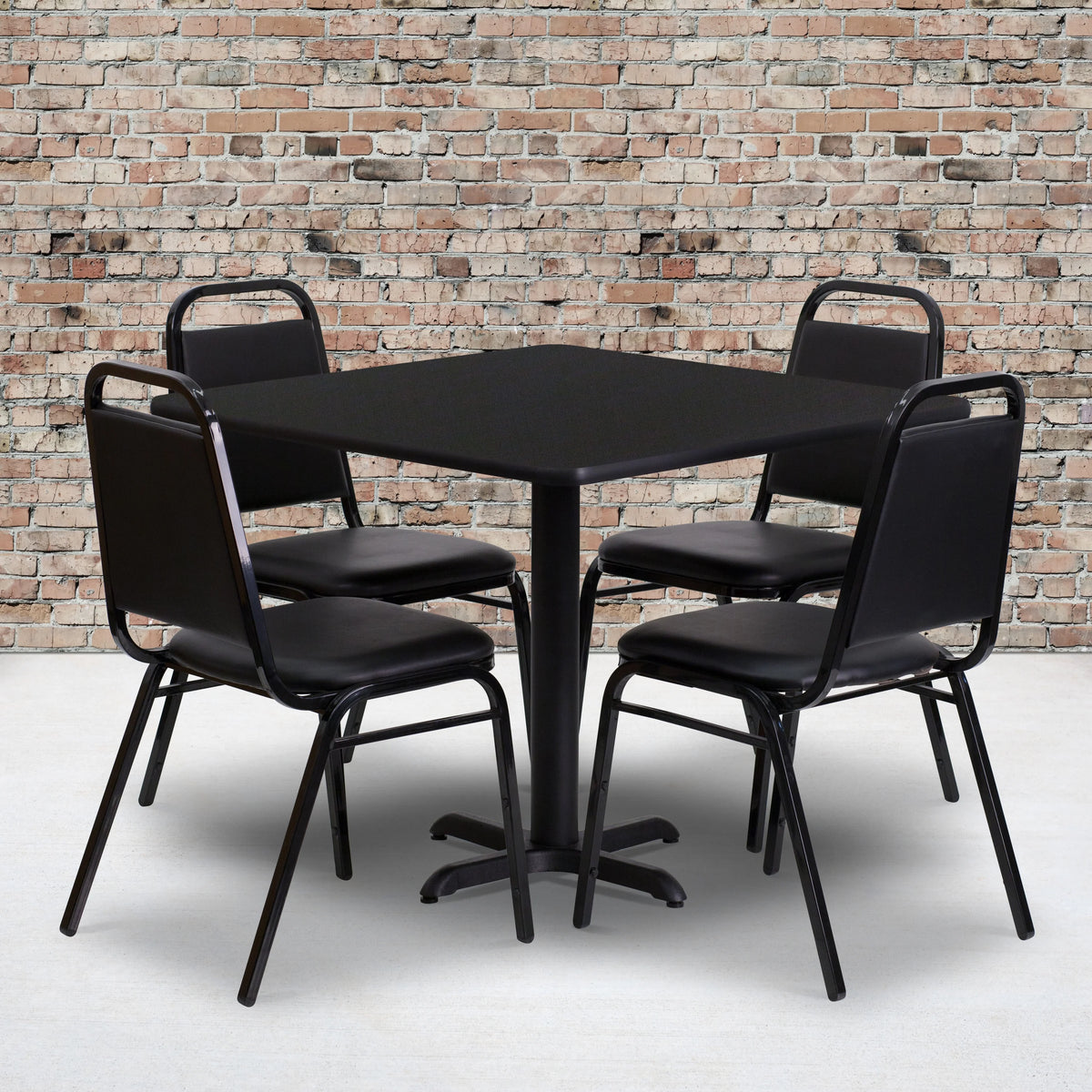 Black Laminate Table Set with 4 Banquet Chairs X125650