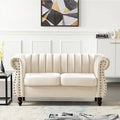 Cream Velvet Rolled Arm Chesterfield Sofa P834