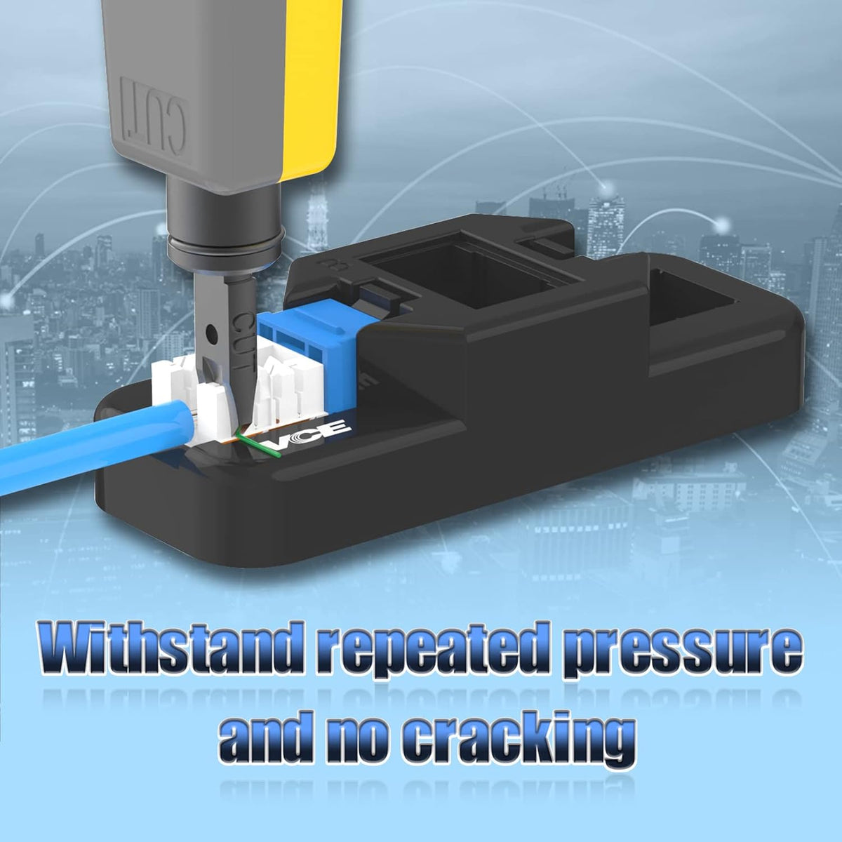 50-Pack RJ45 Cat6 90-Degree Keystone Jack Insert with Punch Down Stand Tool and Wire Stripper Cutter H8102