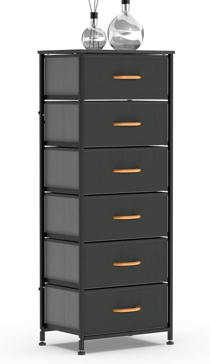 Gray 6 Drawer Fabric Dresser Tower X2347