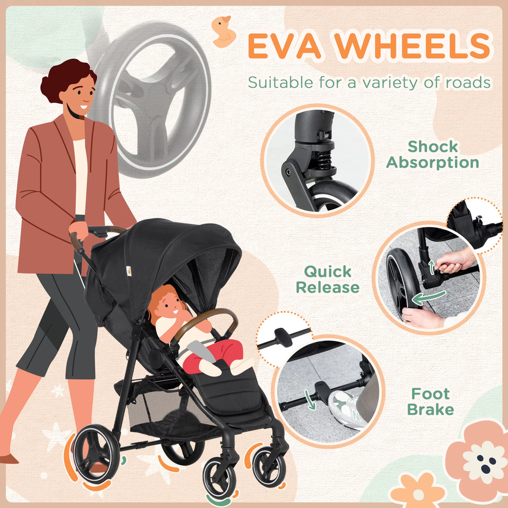 1-Click-Foldable Lightweight Black Stroller N2827